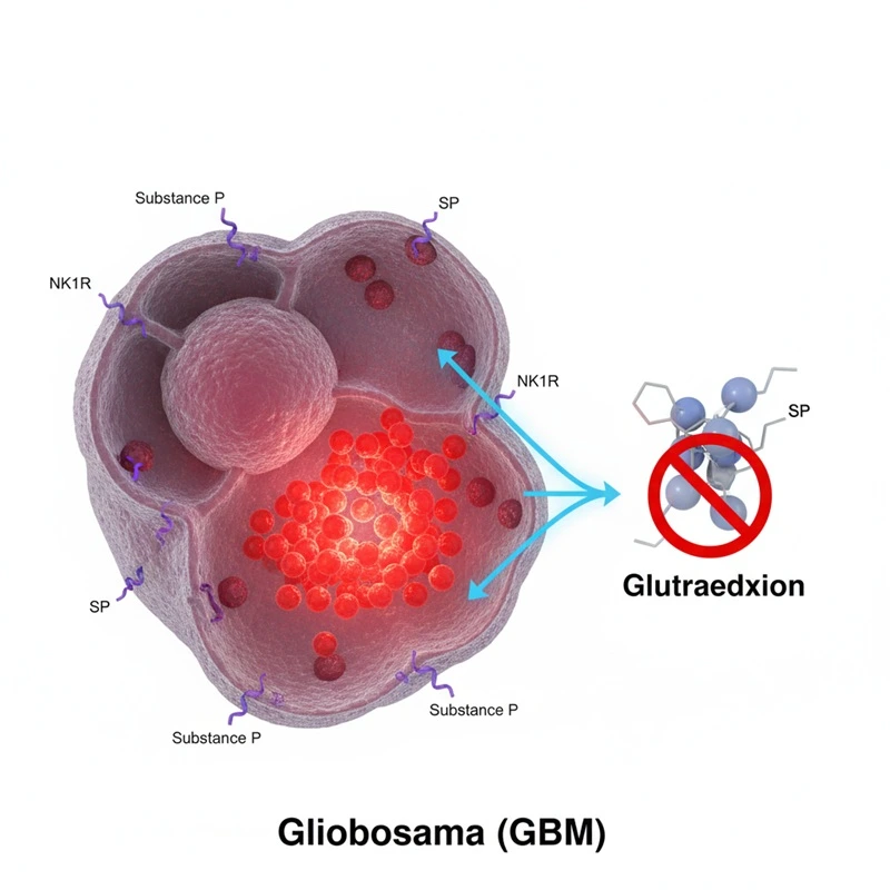 ایجاد گونههای فعال اکسیژن (ROS) در سلولهای گلیوبلاستوما از طریق سیستم SP/NK1R با مهار پروتئین گلوتارِدوکسین