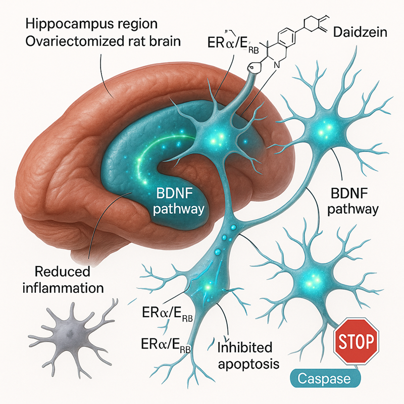 Daidzein improves neuronal health and alleviates inflammation and apoptosis through BDNF and estrogen receptors in the hippocampus of ovariectomized rats
